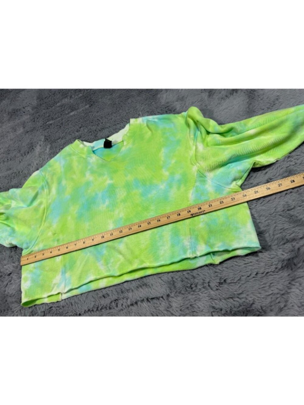 Wild Fable Sweatshirt Women's M Green Tie-Dye Cotton Lined Cropped Oversized - Picture 8 of 13